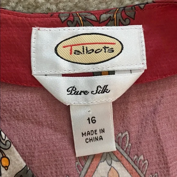 100% pure silk wrap top by Talbots size 16 sleeveless - Picture 6 of 8